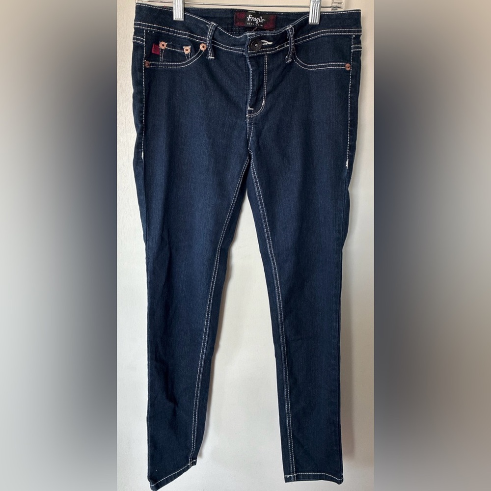 Y2K Fragile Women's Jeans Dark Blue Skinny Stretch Denim Pants Cotton Sz 9